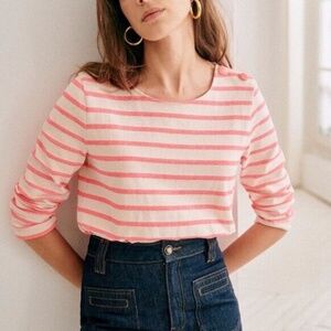 Sézane mariniere Colette size Small ecru, rose fluorescent